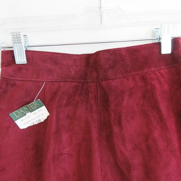 VINTAGE DANIER Deadstock Maroon Leather Suede High Waisted Shorts - Size 4 NWT - Picture 11 of 15
